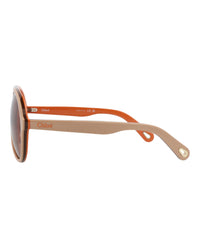Chloé Womens Aviator Beige Beige Red Fashion Designer Eyewear
