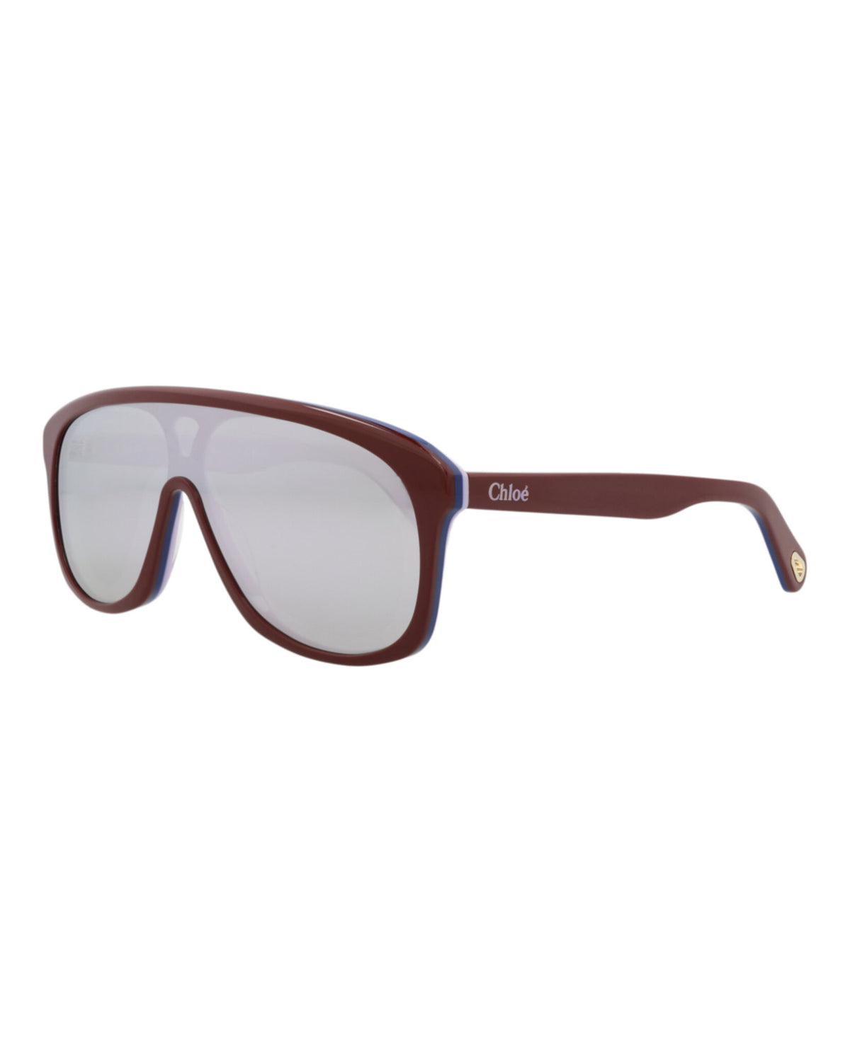 Chloé Womens Aviator Burgundy Burgundy Silver Fashion Designer Eyewear