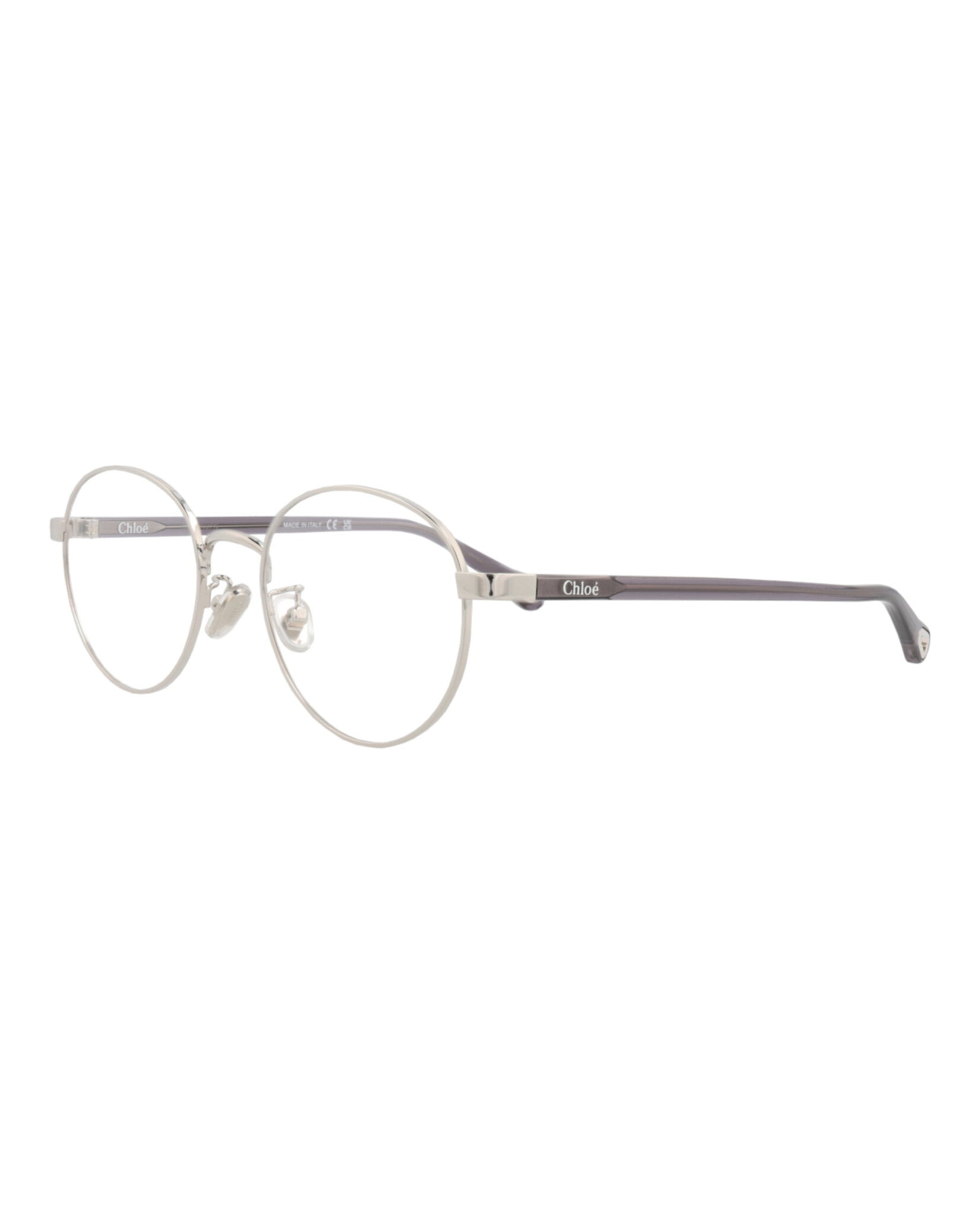 Chloé Womens Round/Oval Silver Grey Transparent Fashion Designer Eyewear