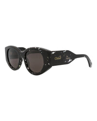 Chloé Chloé Womens Round/Oval Black Black Grey Fashion Designer Eyewear