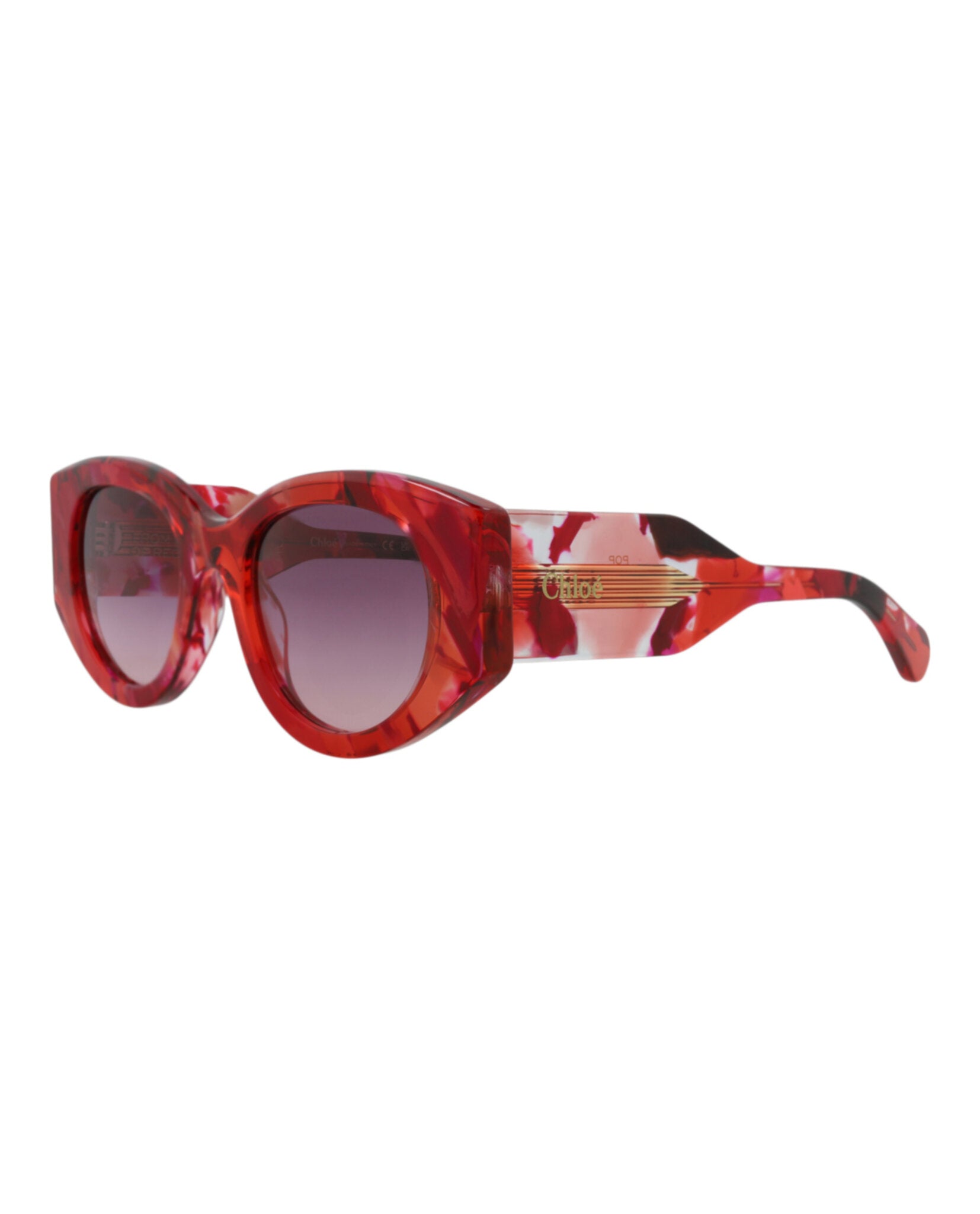 Chloé Chloé Womens Round/Oval Red Red Violet Fashion Designer Eyewear
