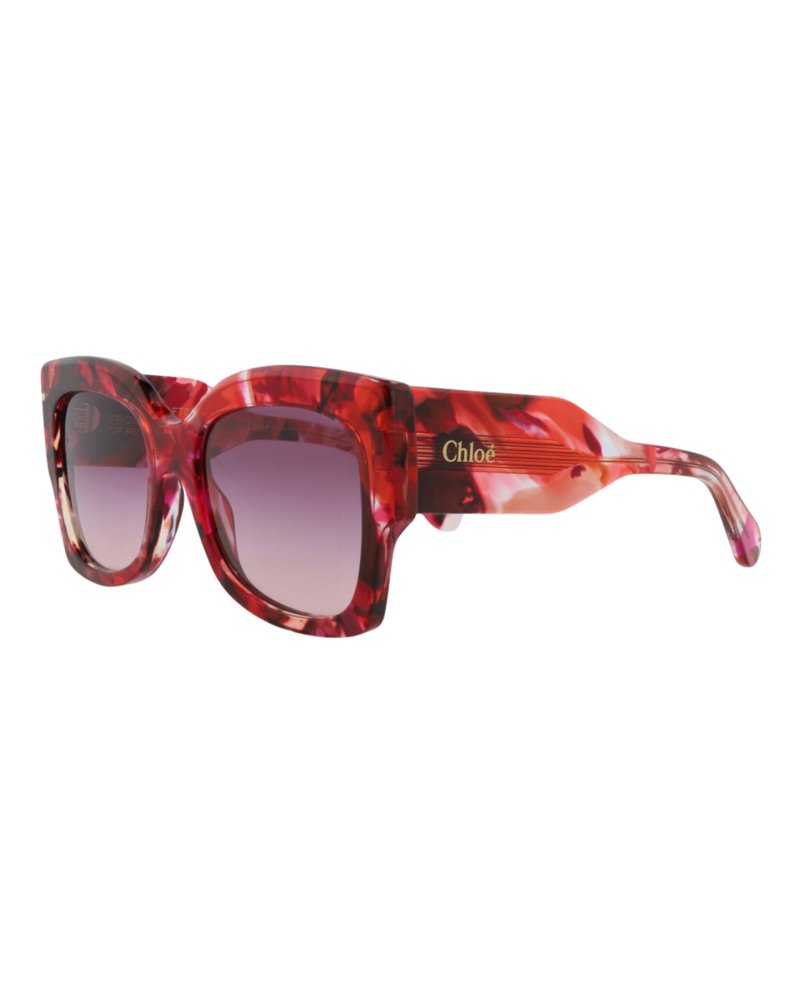 Chloé Chloé Womens Square/Rectangle Red Red Violet Fashion Designer Eyewear