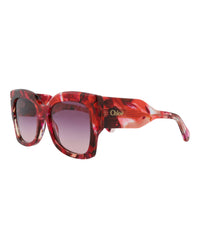 Chloé Chloé Womens Square/Rectangle Red Red Violet Fashion Designer Eyewear