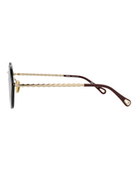Chloé Womens Cat Eye Gold Gold Grey Fashion Designer Eyewear