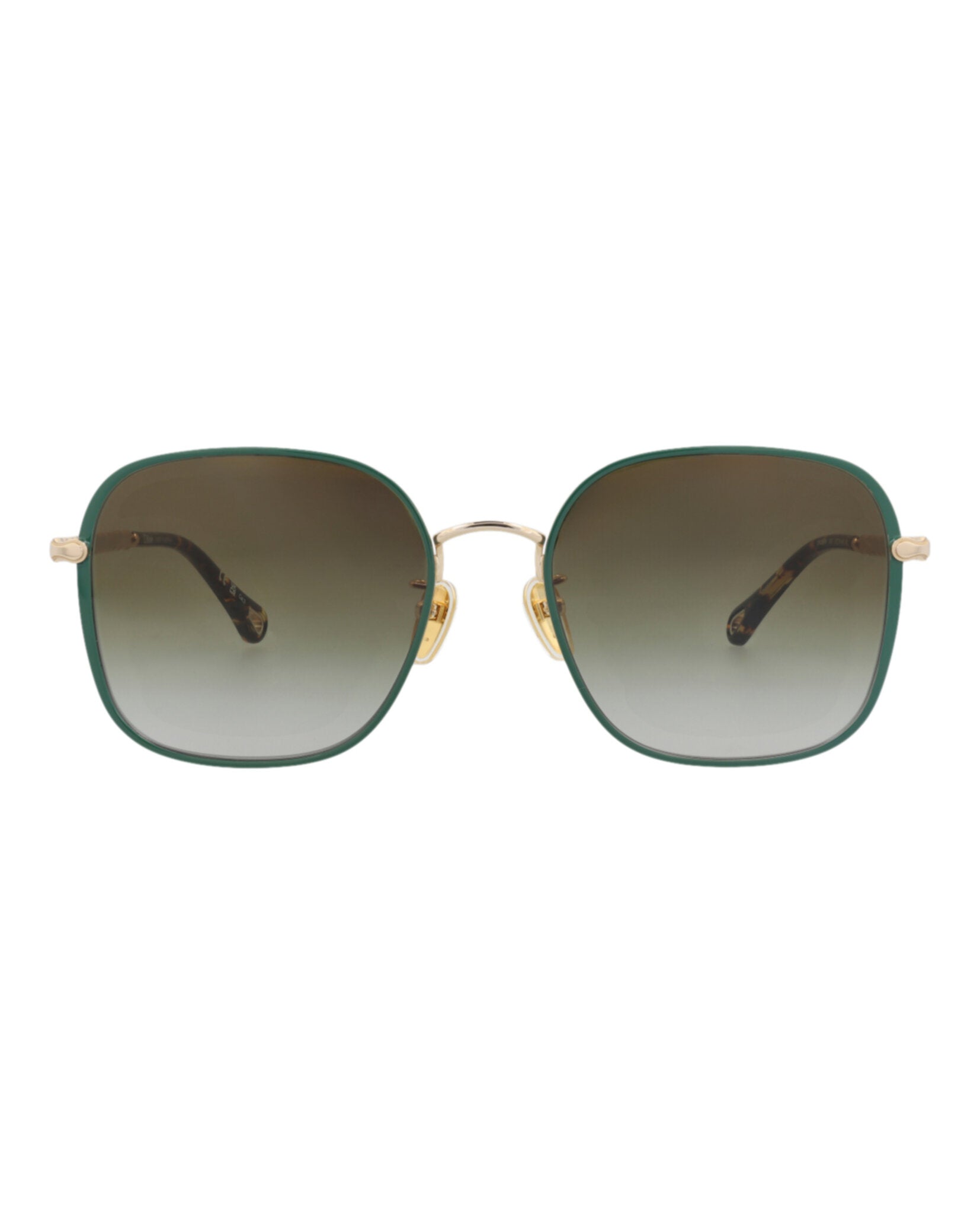 Chloé Chloé Womens Square/Rectangle Gold Gold Green Fashion Designer Eyewear