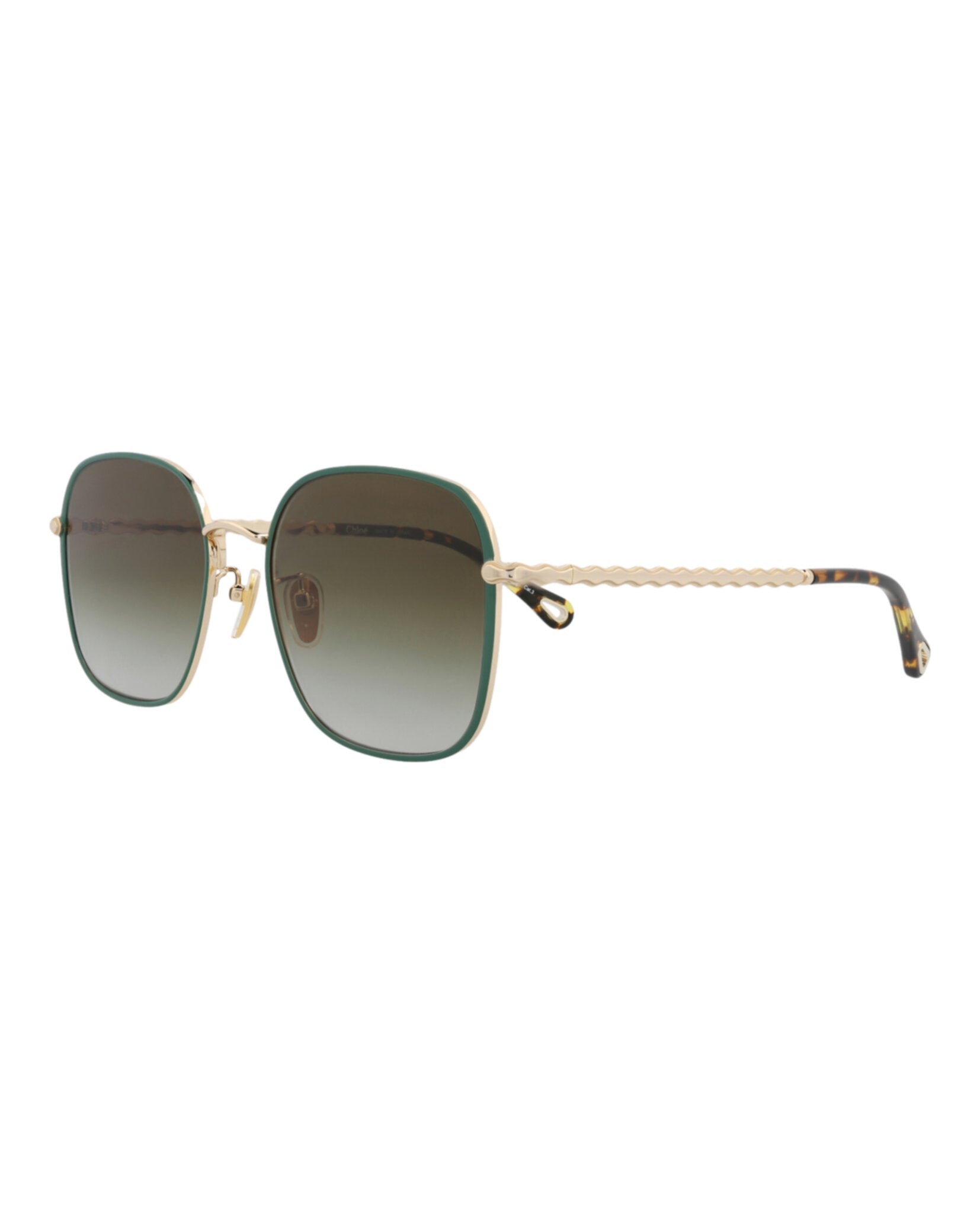 Chloé Chloé Womens Square/Rectangle Gold Gold Green Fashion Designer Eyewear