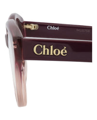 Chloé Womens Round/Oval Burgundy Burgundy Transparent Fashion Designer Eyewear