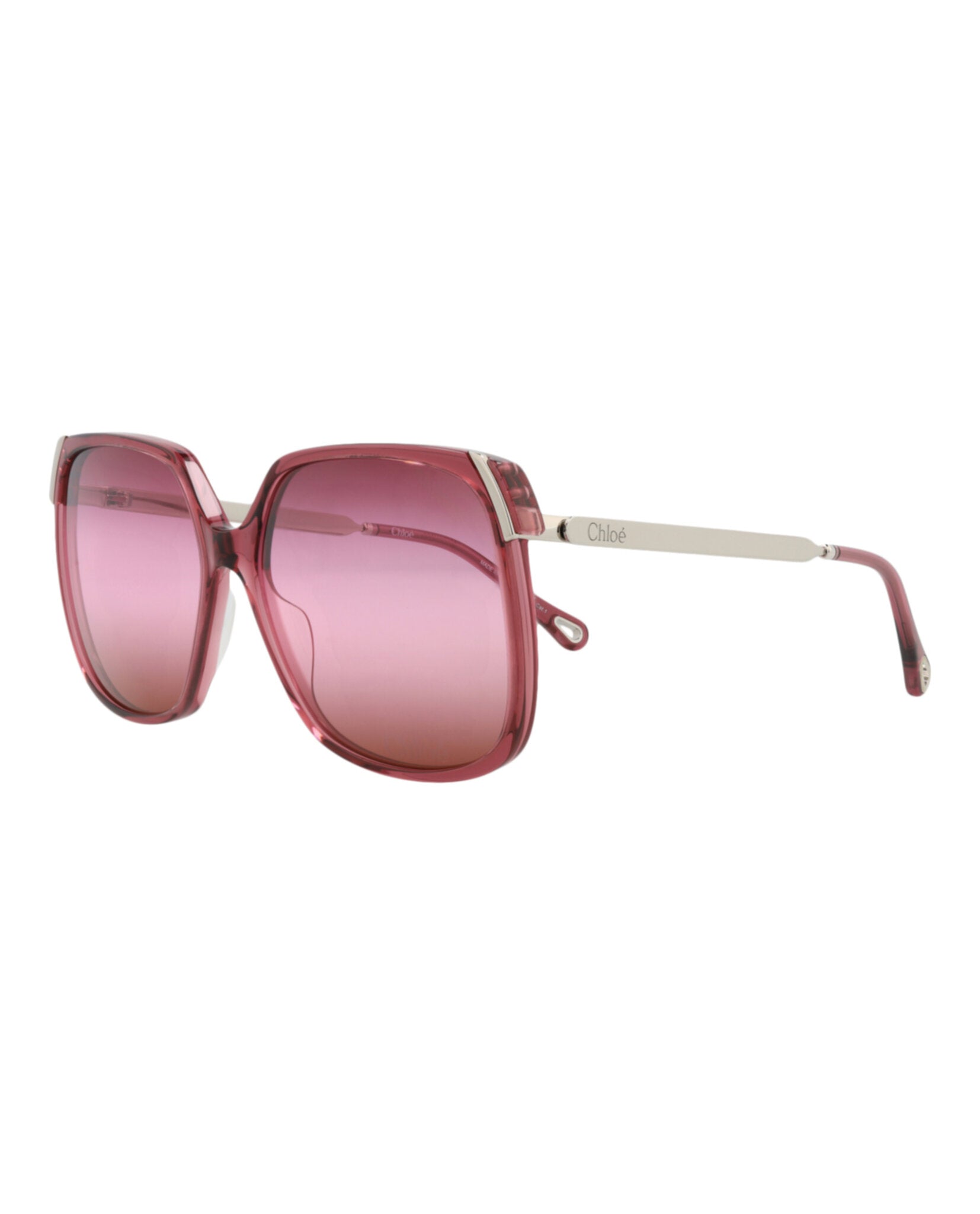 Chloé Chloé Womens Square/Rectangle Burgundy Silver Red Fashion Designer Eyewear