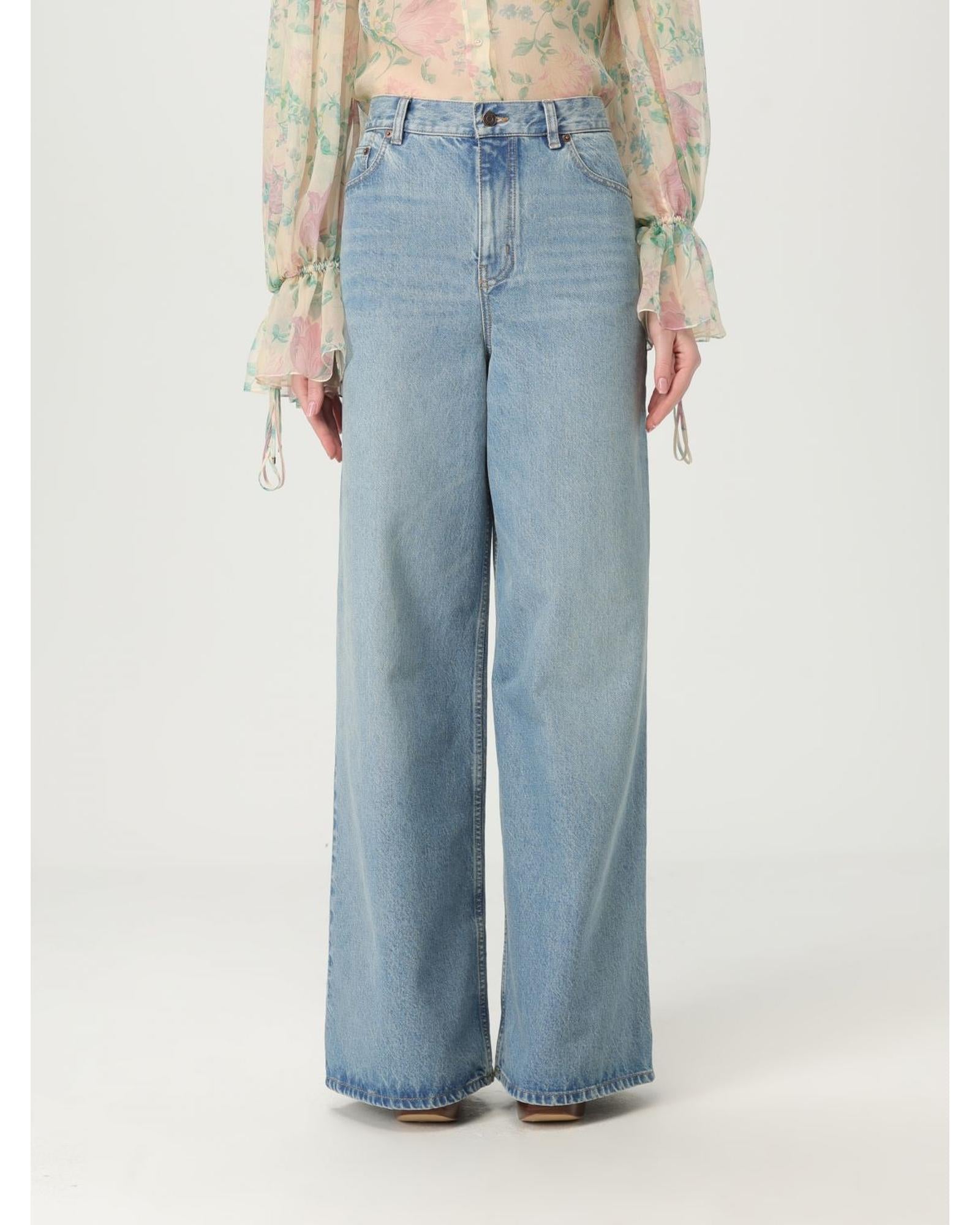 Chloe Wide Leg Jeans High Waisted Women Gnawed Blue