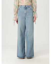 Chloe Wide Leg Jeans High Waisted Women Gnawed Blue