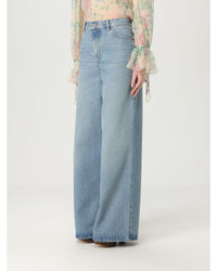 Chloe Wide Leg Jeans High Waisted Women Gnawed Blue