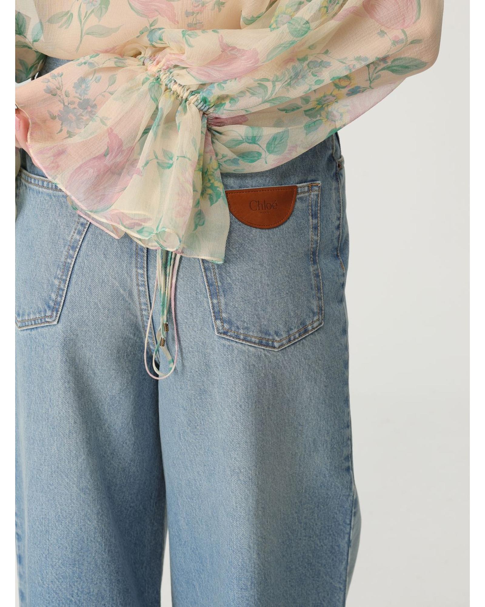 Chloe Wide Leg Jeans High Waisted Women Gnawed Blue
