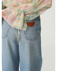 Chloe Wide Leg Jeans High Waisted Women Gnawed Blue