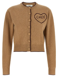 Chloé Women Heart Intarsia Cardigan