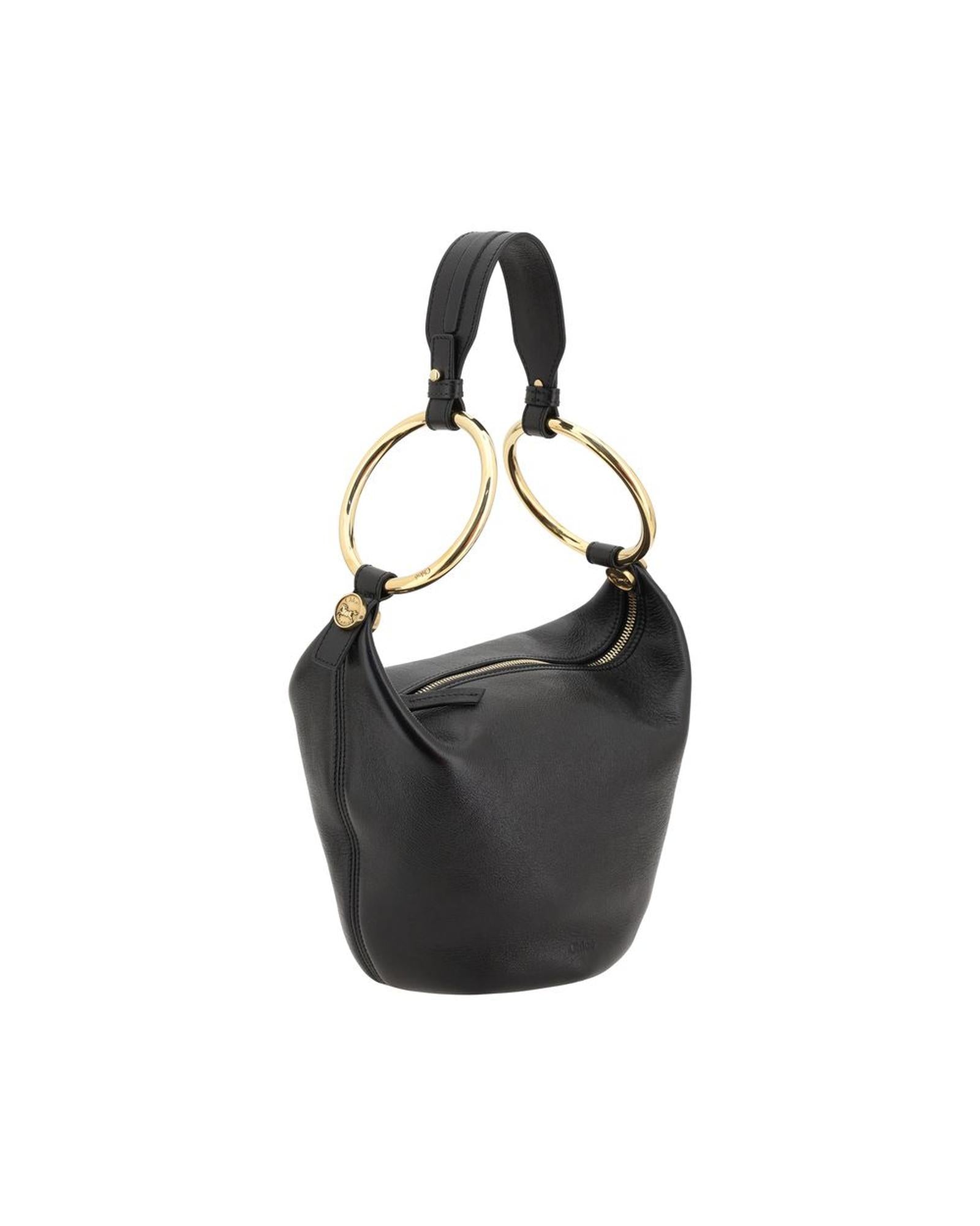 Chloe Bracelet Shoulder Bag with Brass Ring Accents and Zippered Closure
