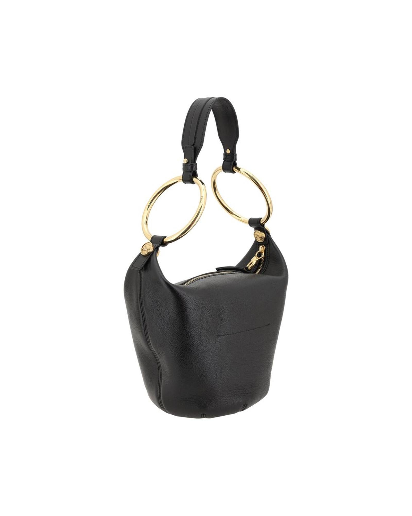 Chloe Bracelet Shoulder Bag with Brass Ring Accents and Zippered Closure