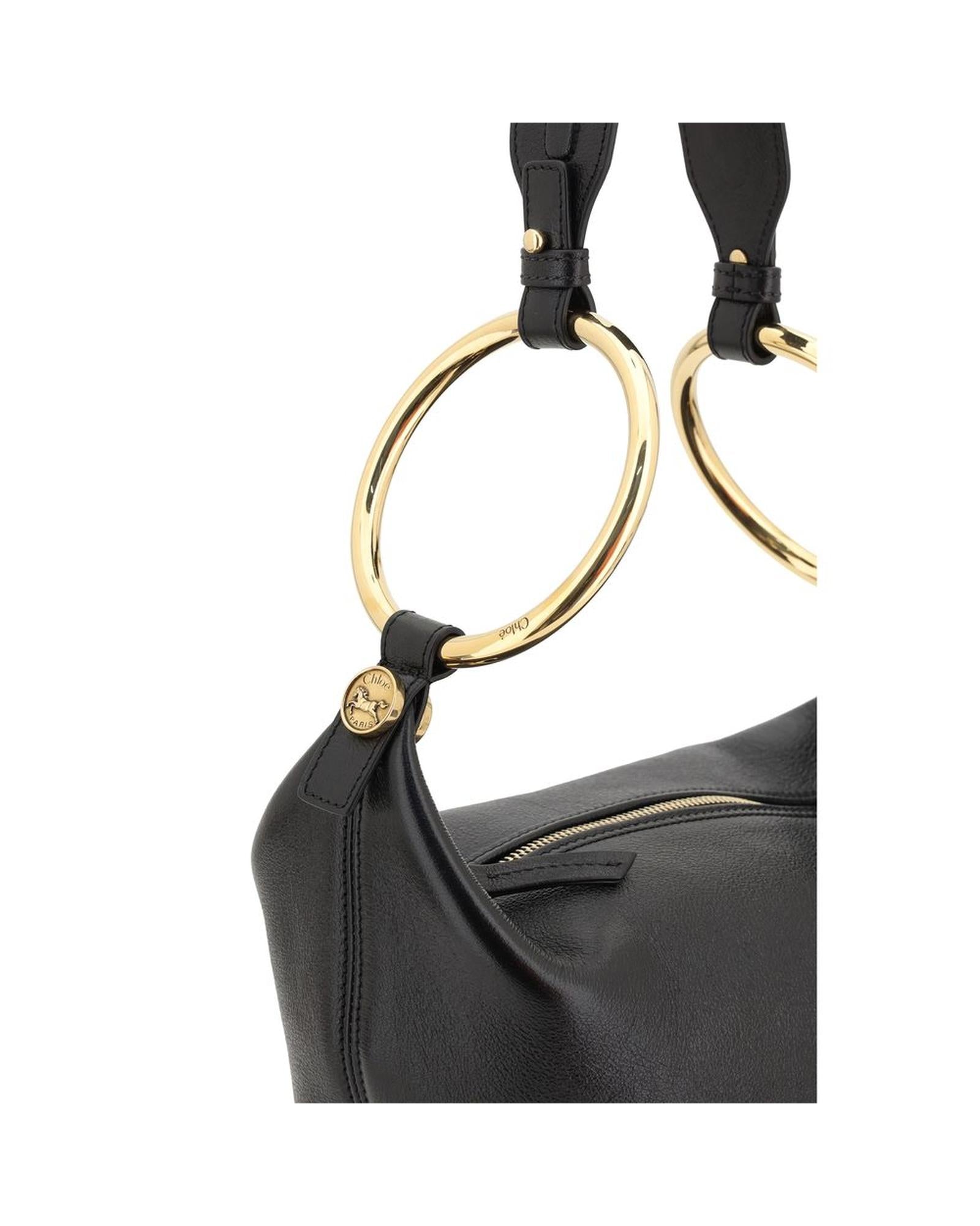 Chloe Bracelet Shoulder Bag with Brass Ring Accents and Zippered Closure