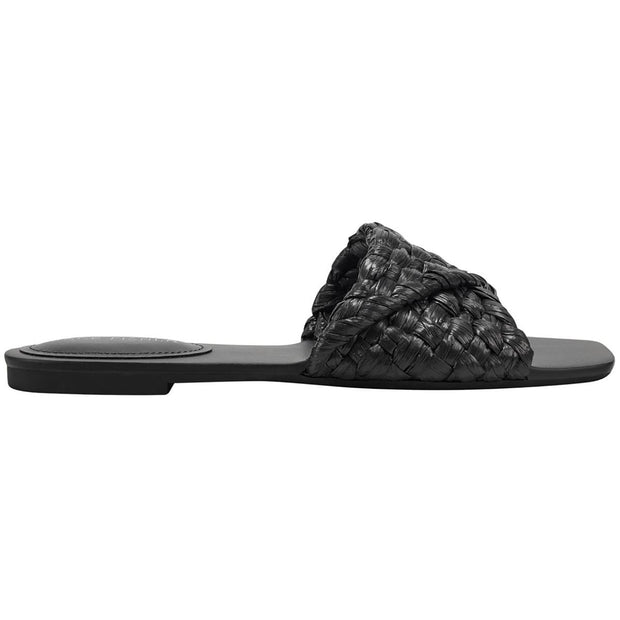 Moral Womens Faux Leather Woven Slide Sandals