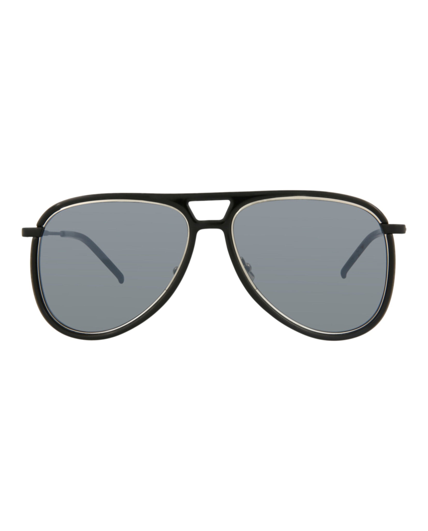 Saint Laurent Unisex Aviator Black Black Silver Fashion Designer Eyewear