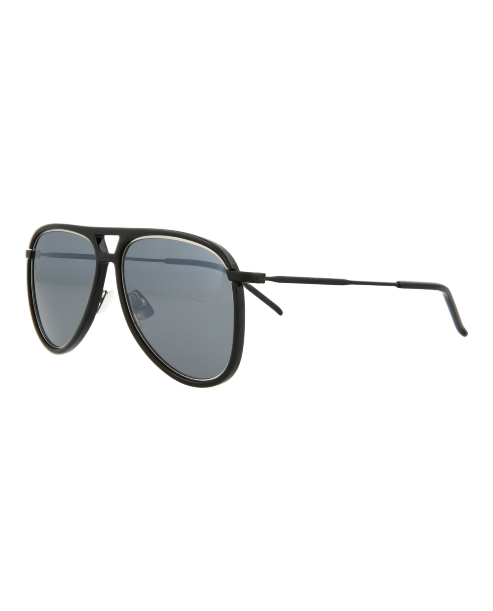 Saint Laurent Unisex Aviator Black Black Silver Fashion Designer Eyewear