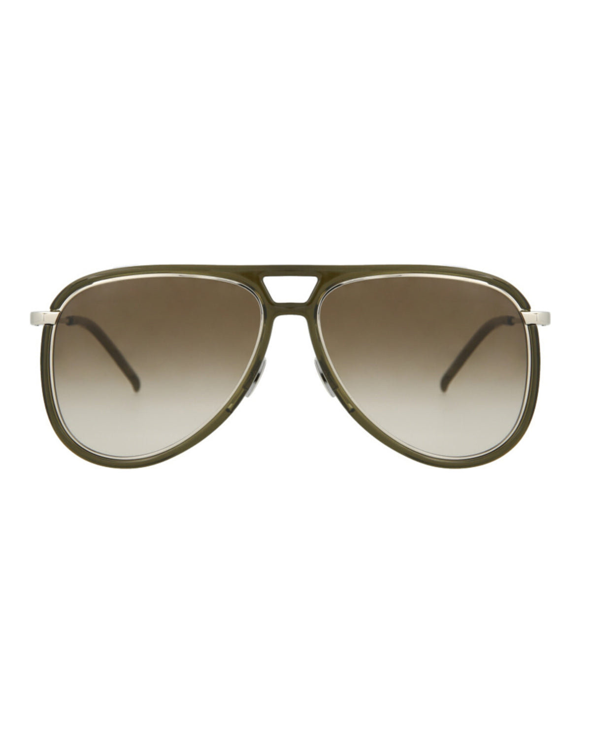Saint Laurent Unisex Aviator Green Silver Brown Fashion Designer Eyewear