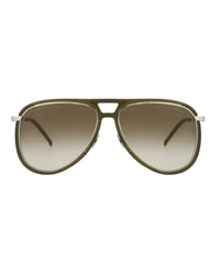 Saint Laurent Unisex Aviator Green Silver Brown Fashion Designer Eyewear