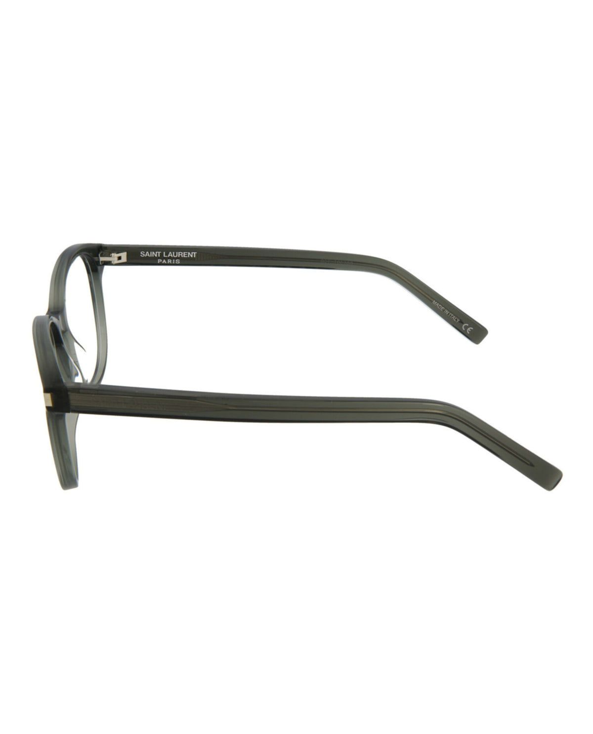 Saint Laurent Unisex Round/Oval Shiny Dark Olive Fashion Designer Eyewear