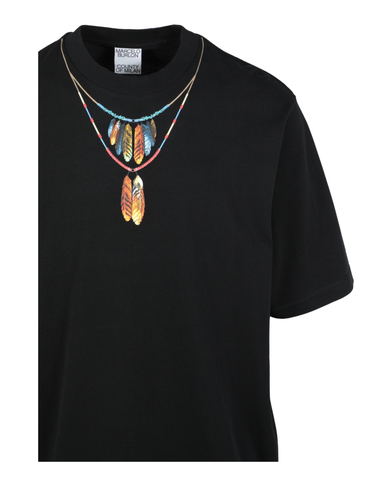Marcelo Burlon Mens Feathers Necklace T-Shirt