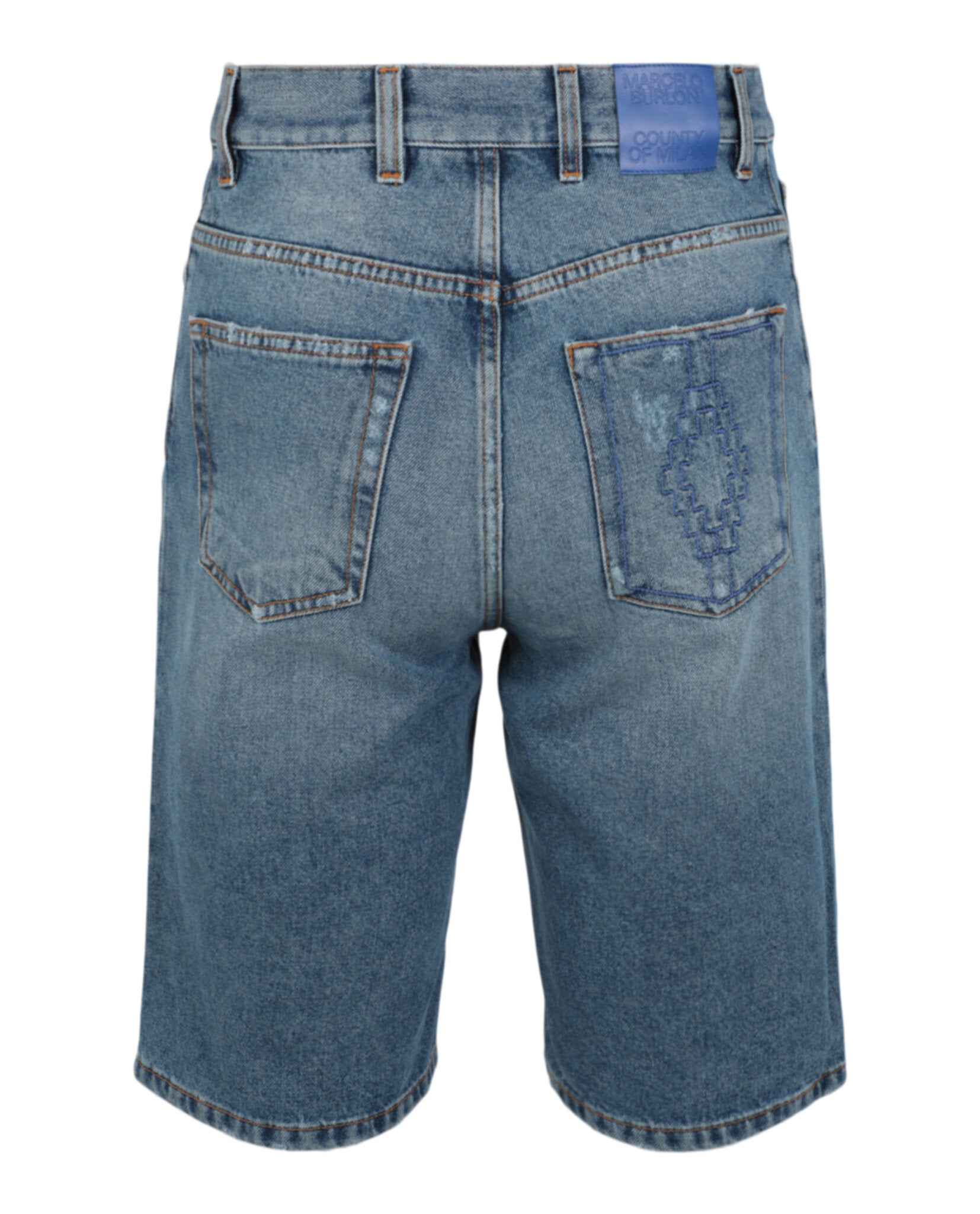Marcelo Burlon Mens Cross Stonewash Denim Shorts