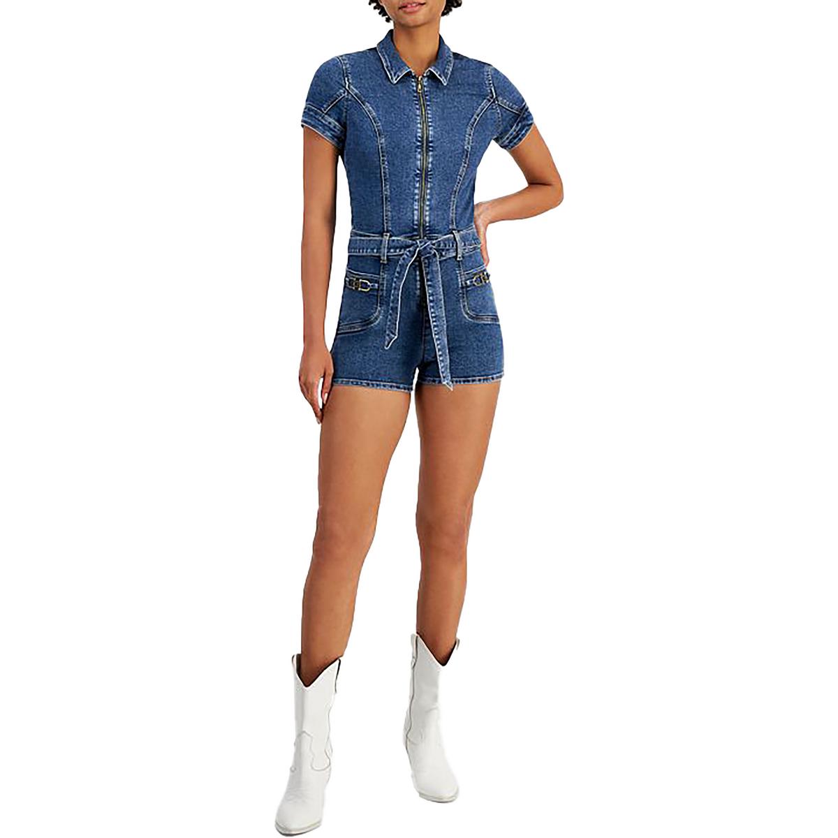 Deana Denim Romper Womens Pocket Denim Romper