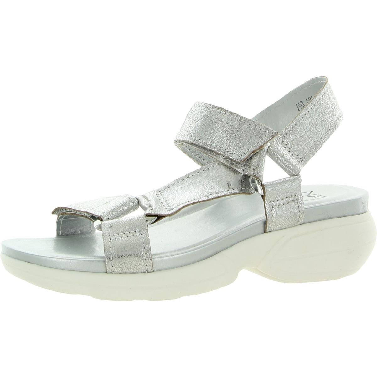 Flores Womens Cushioned Footbed Slingback Sport Sandals Silver
