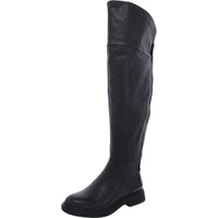 Battina Womens Leather Block Heel Over-The-Knee Boots Black Leather