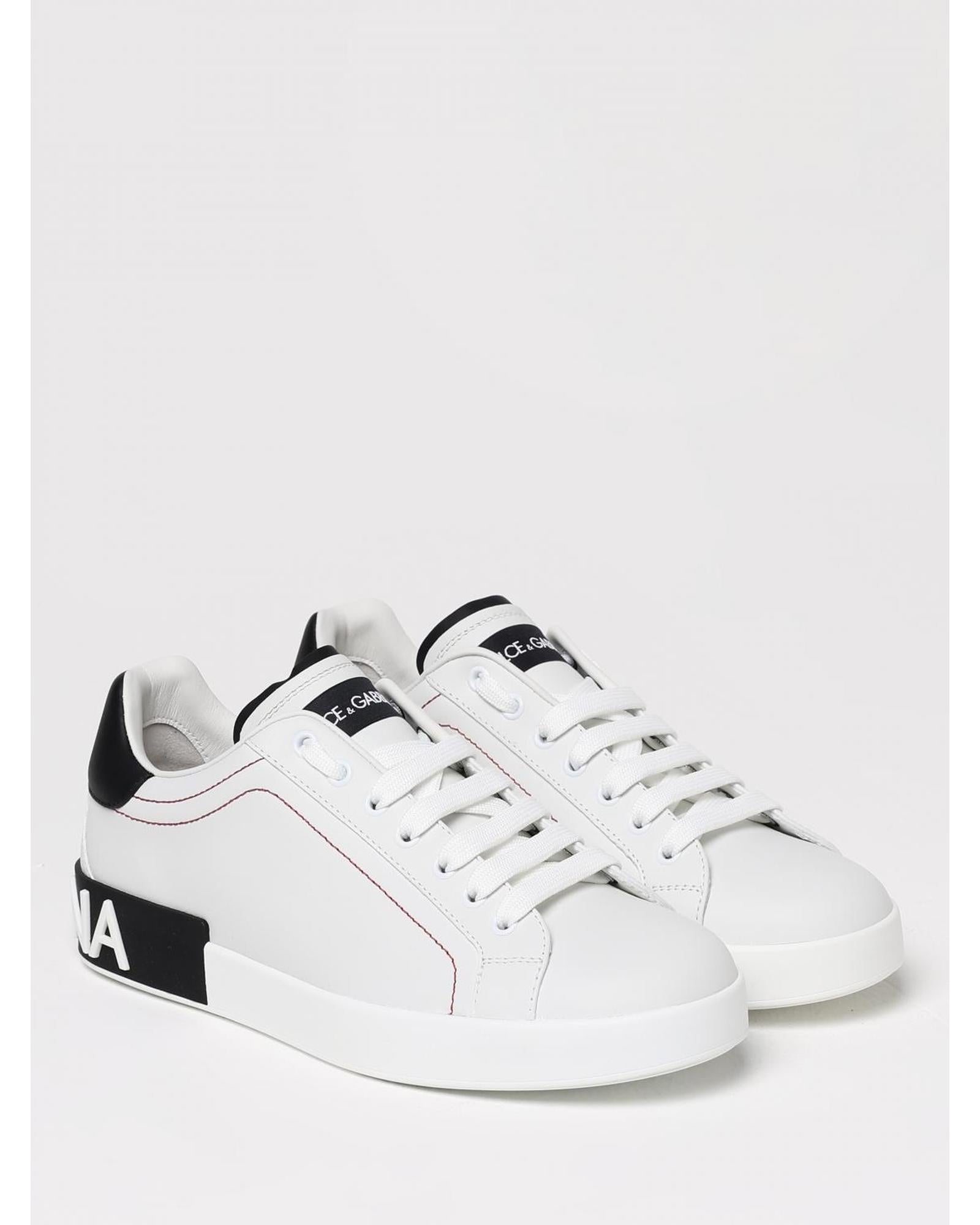 Dolce & Gabbana Portofino Leather Sneakers Men White