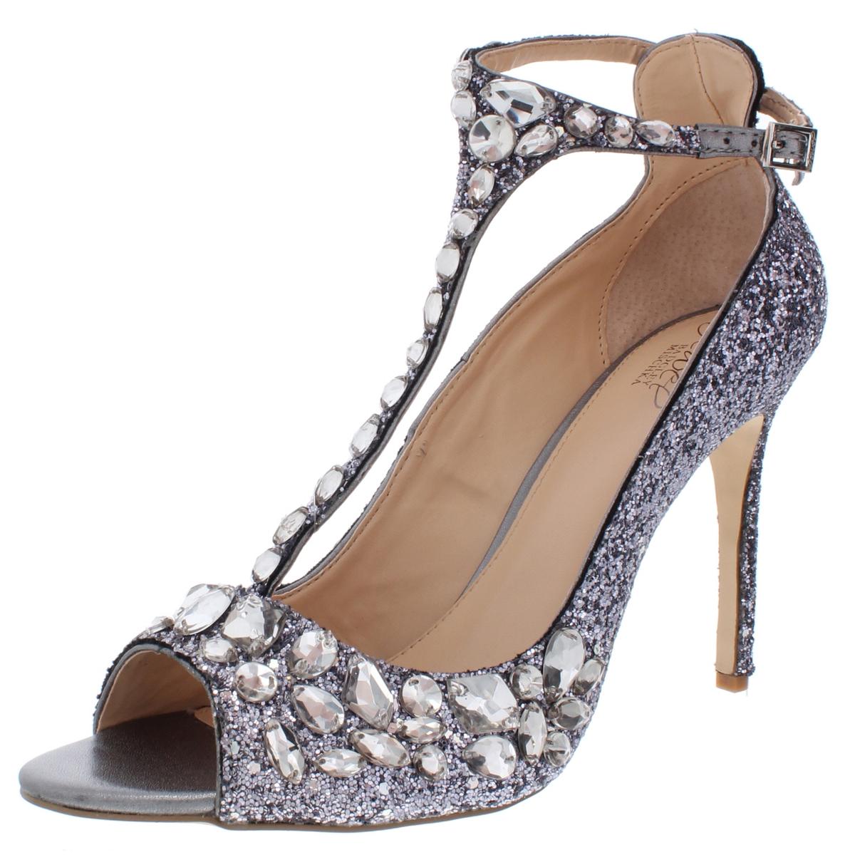 Conroy Womens Glitter Stilettos Dress Sandals 7.5 Medium Smoke Glitter
