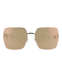 Cartier Cartier Womens Square/Rectangle Gold Gold Gold Fashion Designer Eyewear