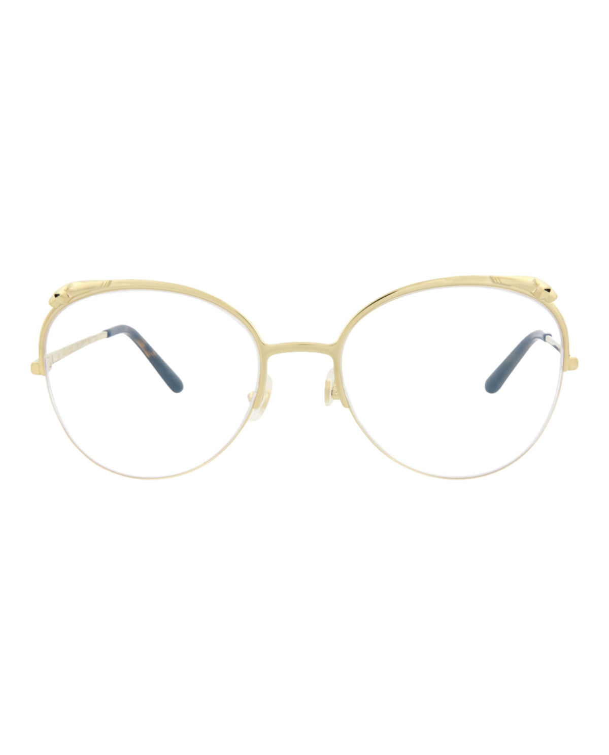 Cartier Womens Cat Eye Gold Gold Transparent Fashion Designer Eyewear