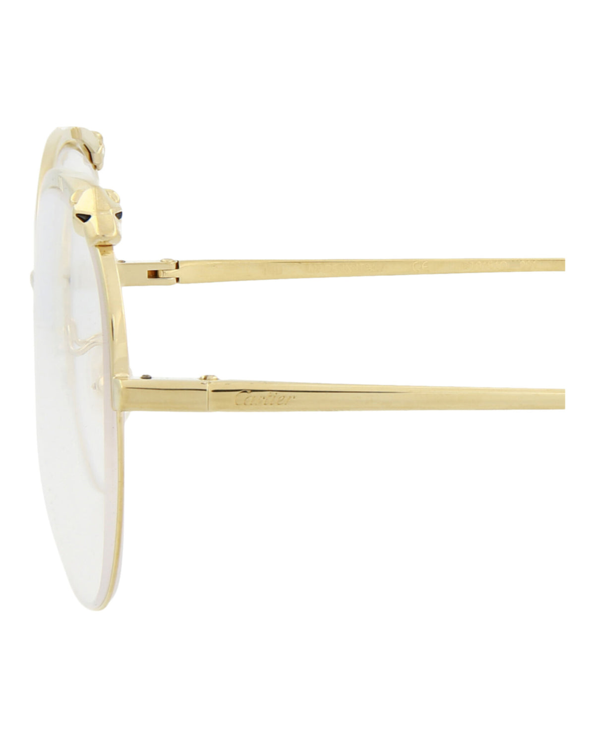 Cartier Womens Cat Eye Gold Gold Transparent Fashion Designer Eyewear