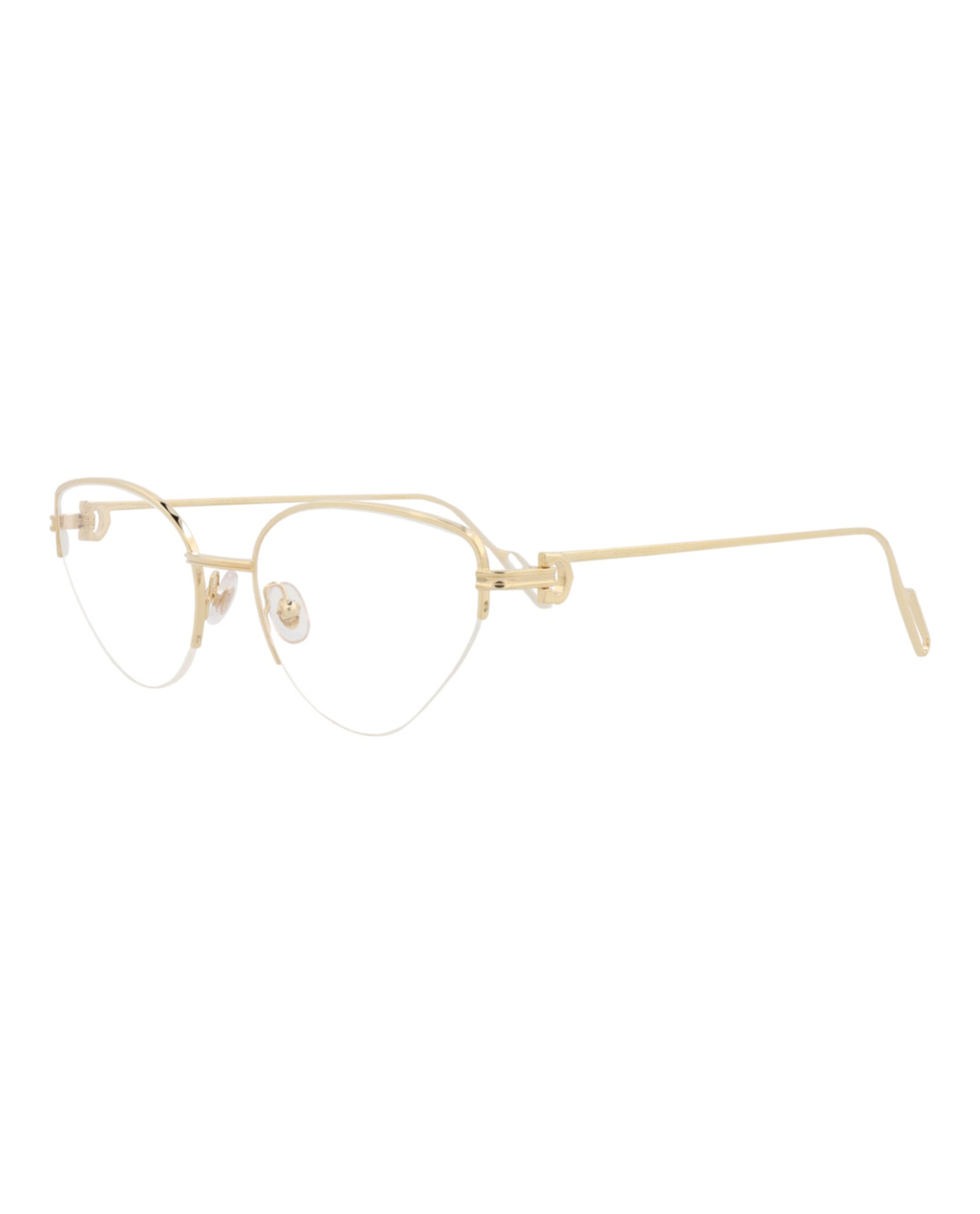 Cartier Womens Cat Eye Gold Gold Transparent Fashion Designer Eyewear