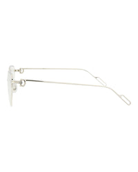 Cartier Womens Cat Eye Silver Silver Transparent Fashion Designer Eyewear