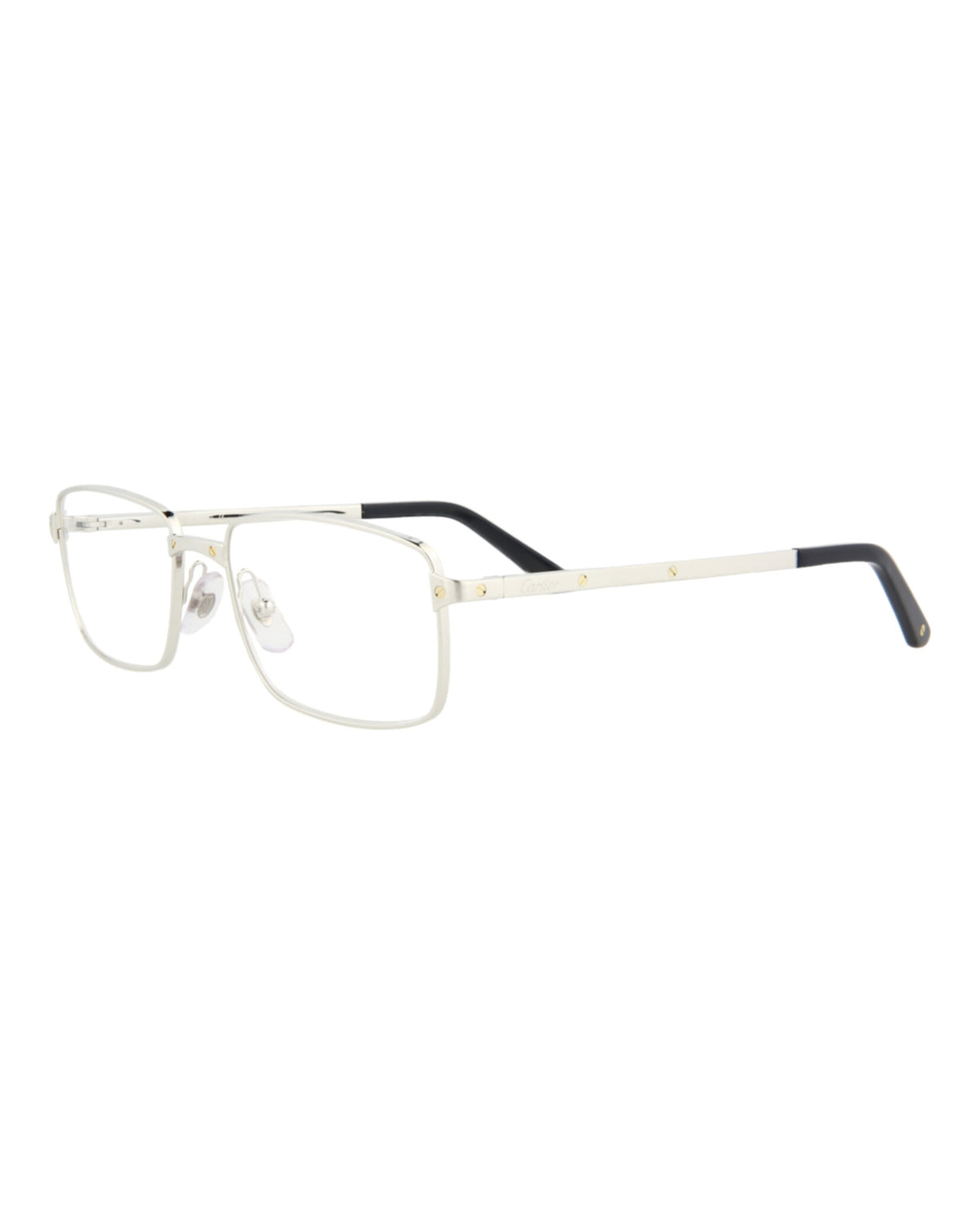 Cartier Mens Square/Rectangle Silver Silver Transparent Fashion Designer Eyewear