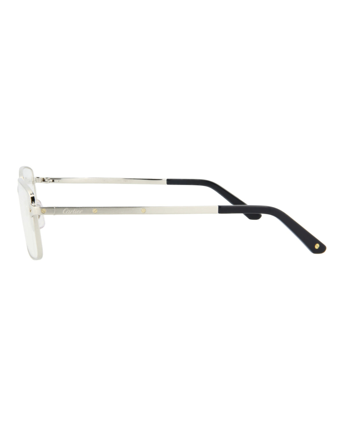 Cartier Mens Square/Rectangle Silver Silver Transparent Fashion Designer Eyewear