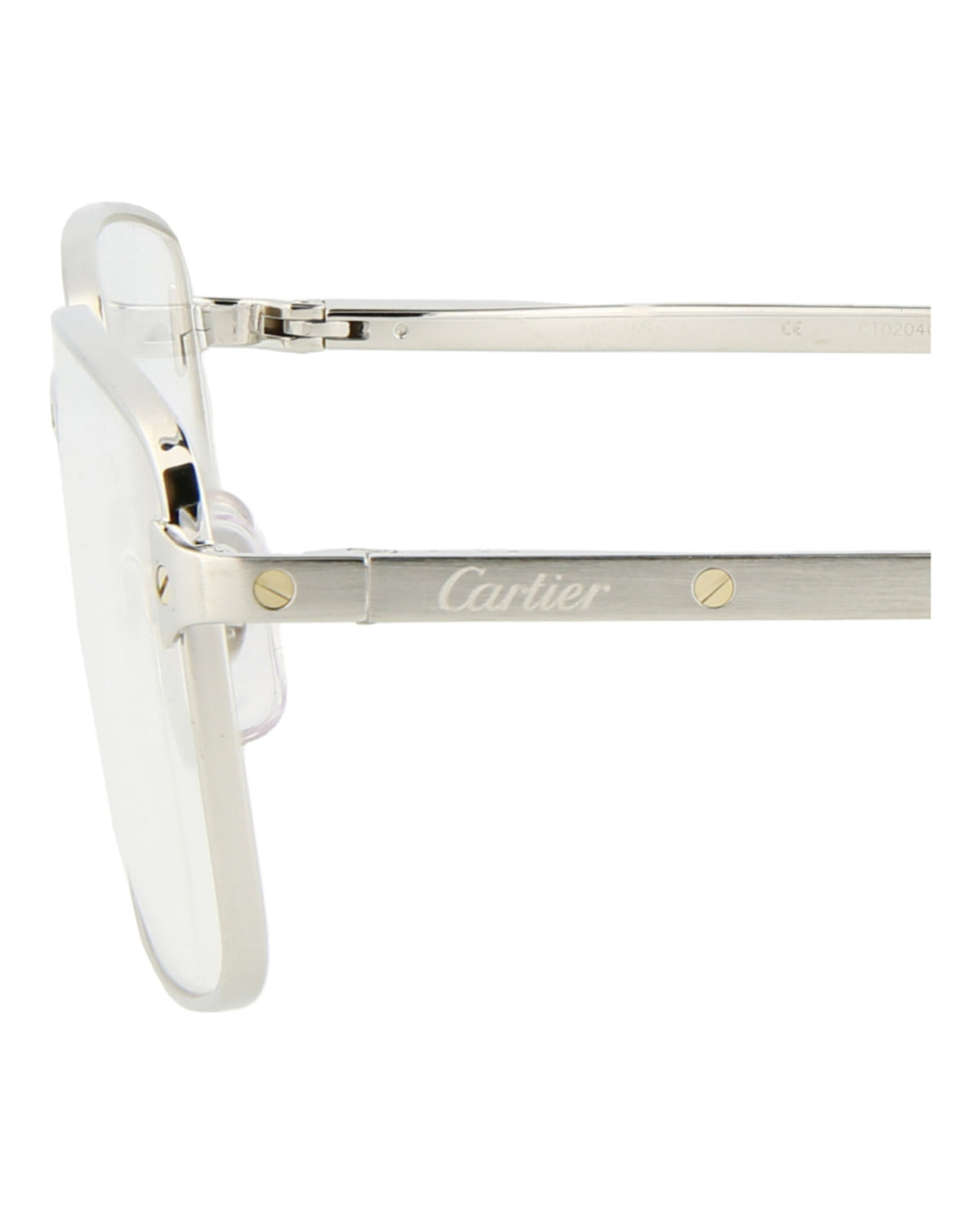 Cartier Mens Square/Rectangle Silver Silver Transparent Fashion Designer Eyewear