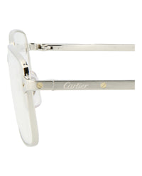 Cartier Mens Square/Rectangle Silver Silver Transparent Fashion Designer Eyewear