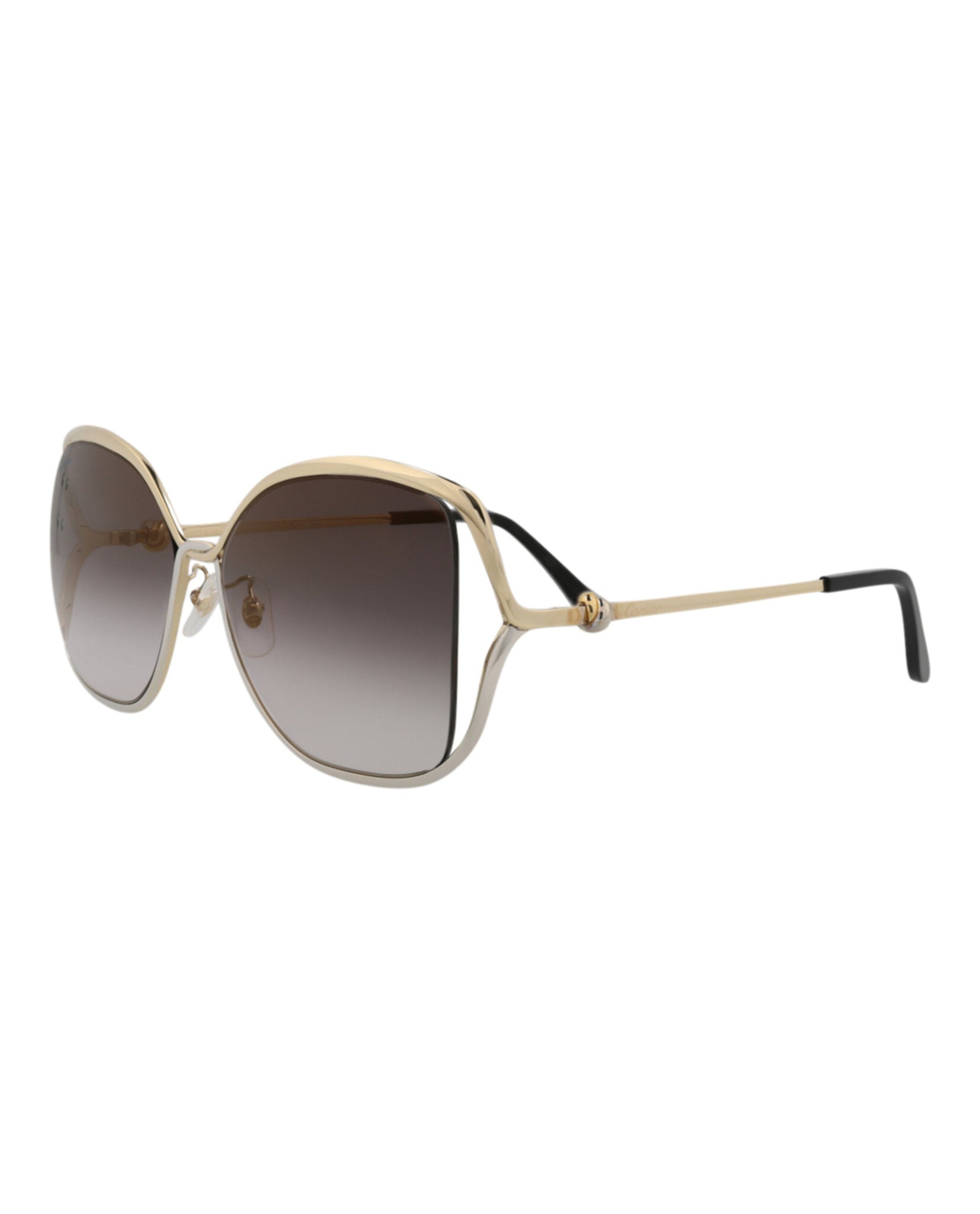 Cartier Womens Square/Rectangle Gold Gold Grey Fashion Designer Eyewear