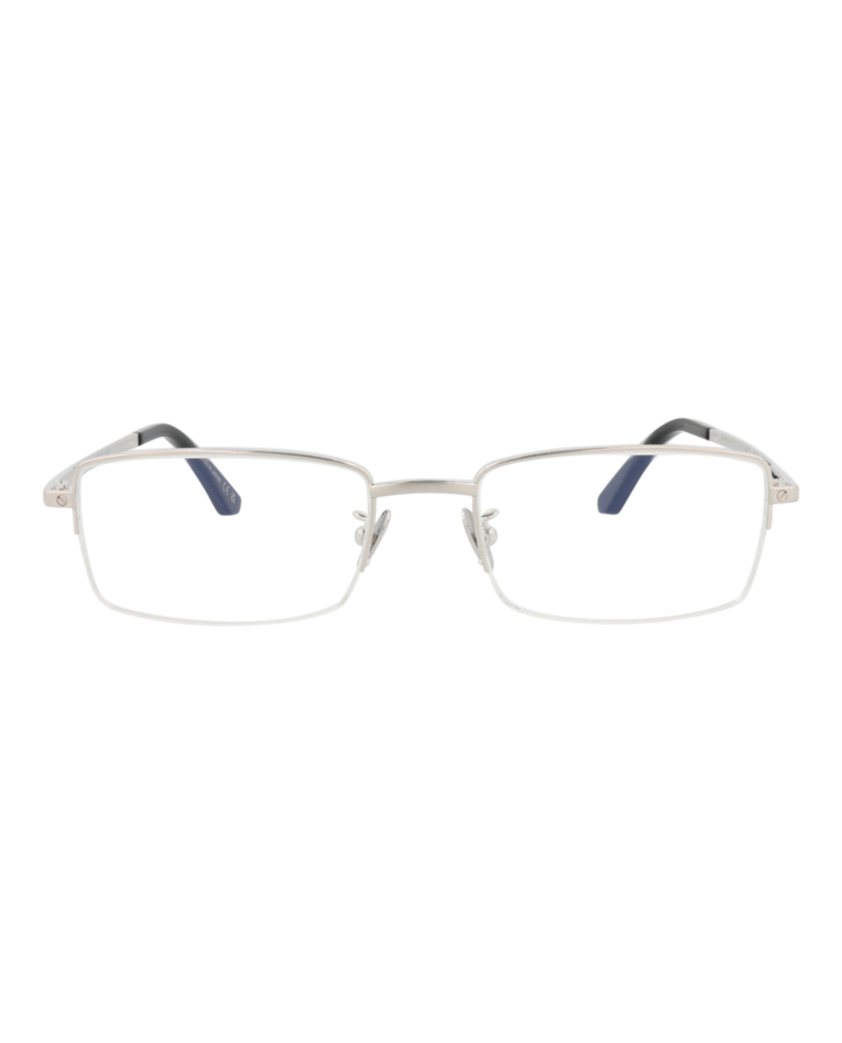 Cartier Cartier Mens Square/Rectangle Silver Silver Transparent Fashion Designer Eyewear