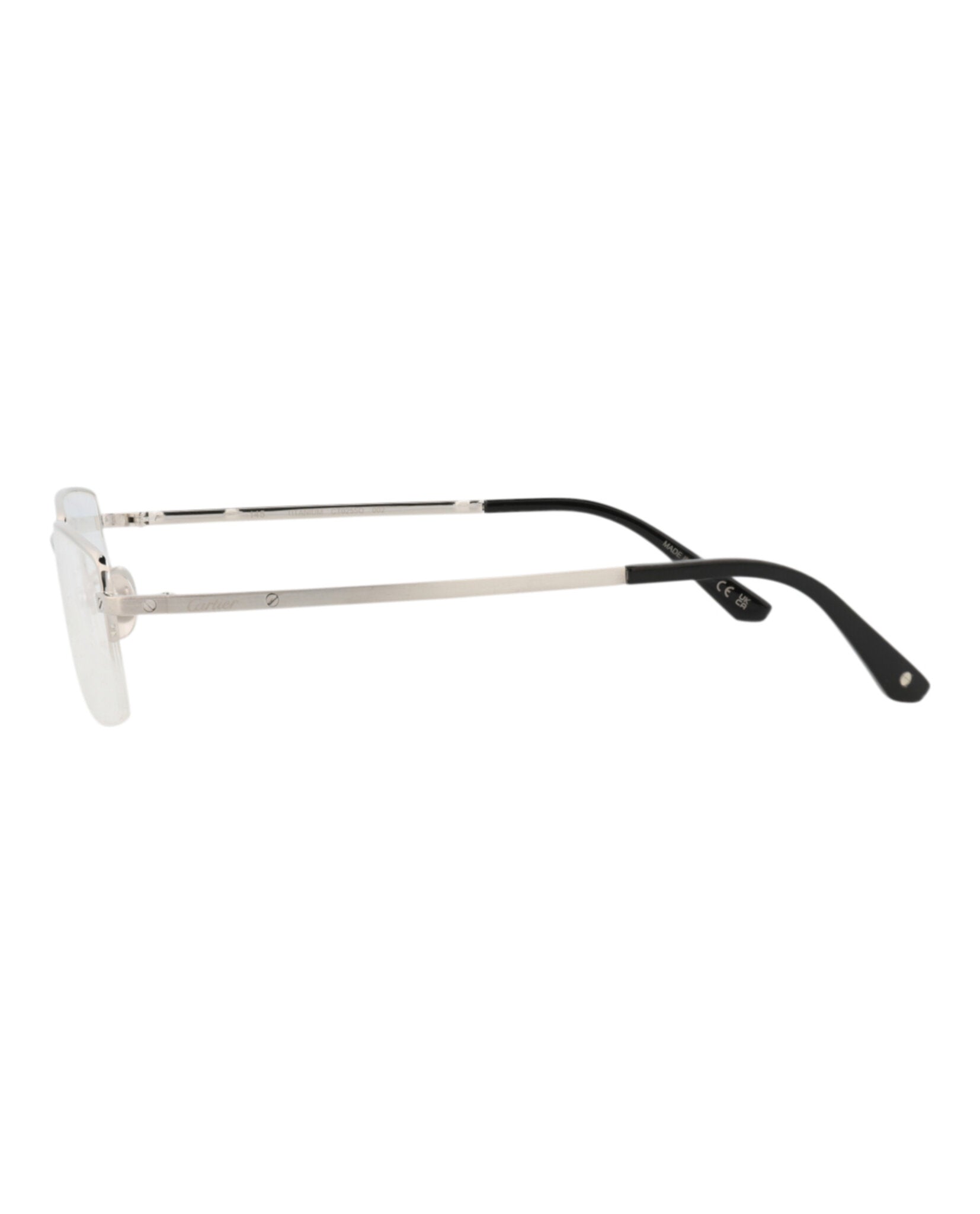 Cartier Cartier Mens Square/Rectangle Silver Silver Transparent Fashion Designer Eyewear