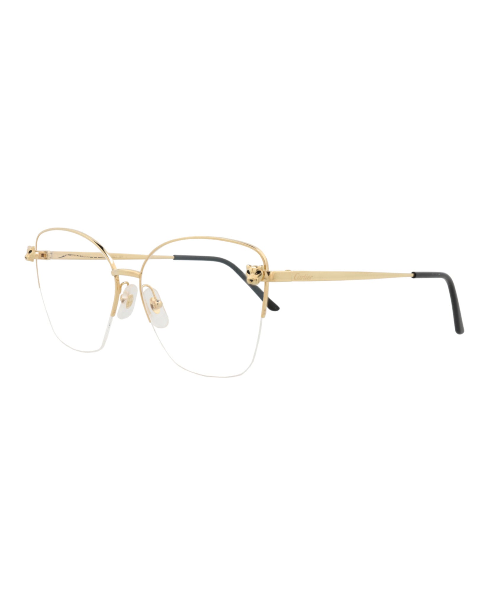 Cartier Cartier Womens Cat Eye Gold Gold Transparent Fashion Designer Eyewear