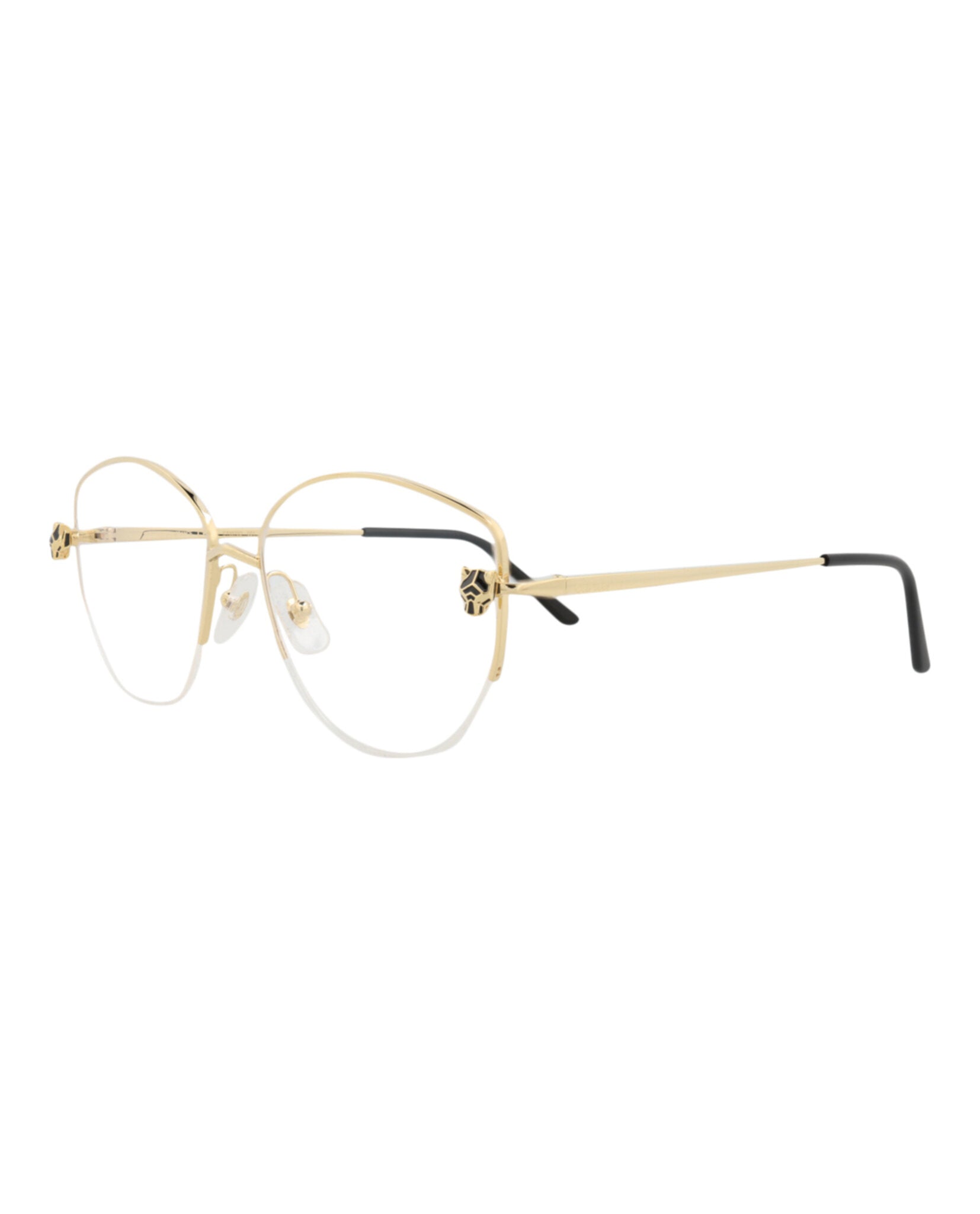 Cartier Cartier Womens Cat Eye Gold Gold Transparent Fashion Designer Eyewear