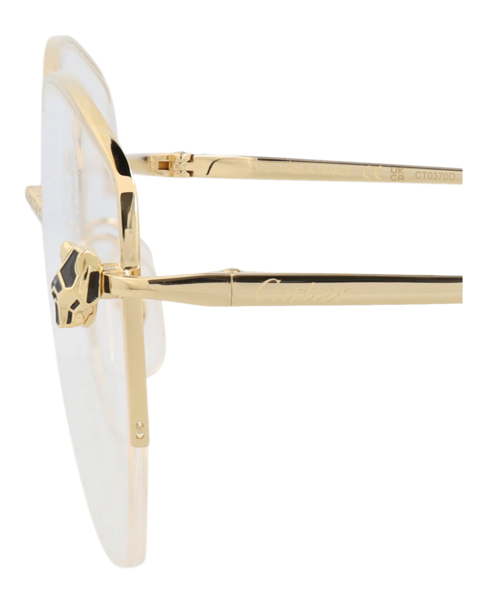 Cartier Cartier Womens Cat Eye Gold Gold Transparent Fashion Designer Eyewear