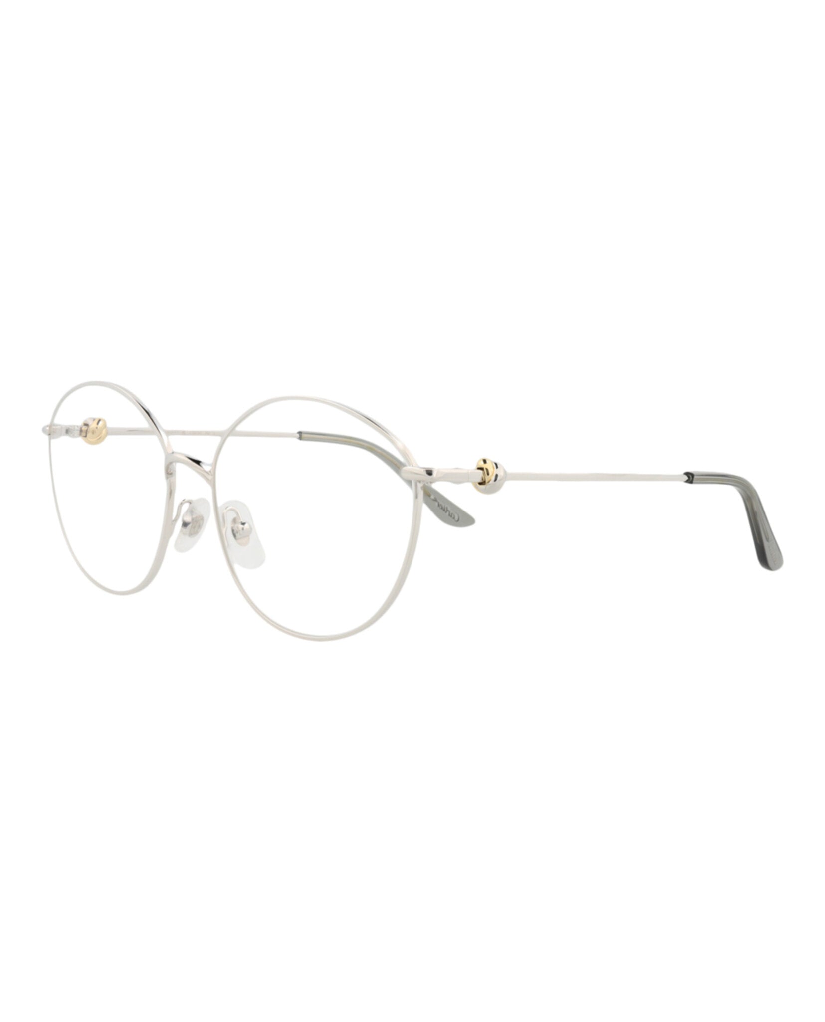 Cartier Cartier Womens Round/Oval Silver Silver Transparent Fashion Designer Eyewear